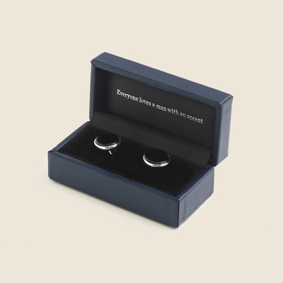 J. Crew Other - J.Crew Black onyx sterling silver rounded cuff links